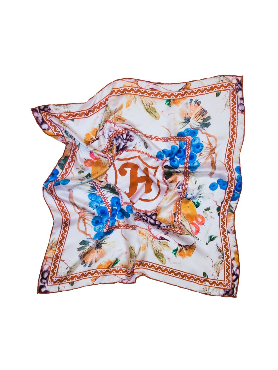 Silk Square Scarf | White Floral