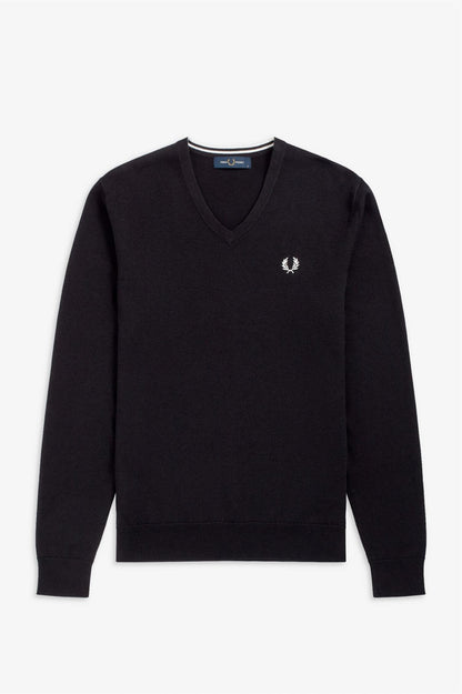 CLASSIC V NECK JUMPER | BLACK