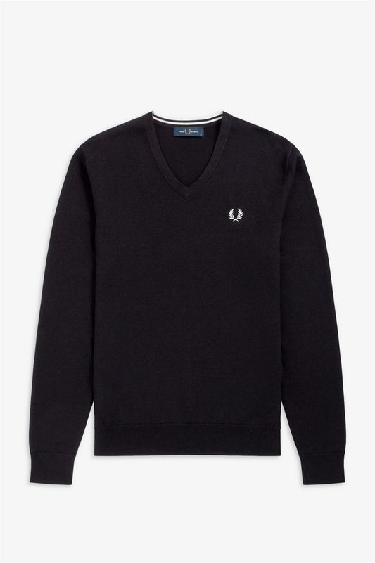 CLASSIC V NECK JUMPER | BLACK